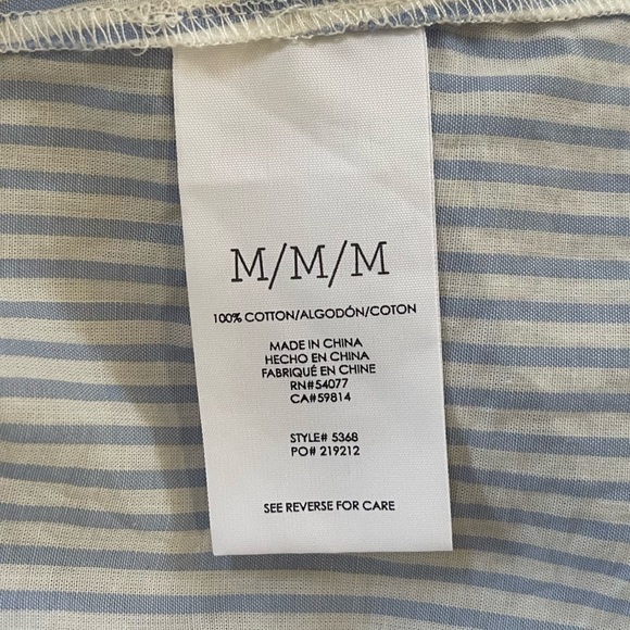 Cabi Whitney Shirt Top Button Stripe Floral Ruffle Casual Chic Blue Medium - Picture 10 of 14